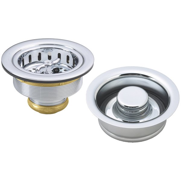 Westbrass Wing Nut Style Large Kitchen Basket Strainer W/ InSinkErator Style Disposal Flange & Stopper in Poli D2155-26